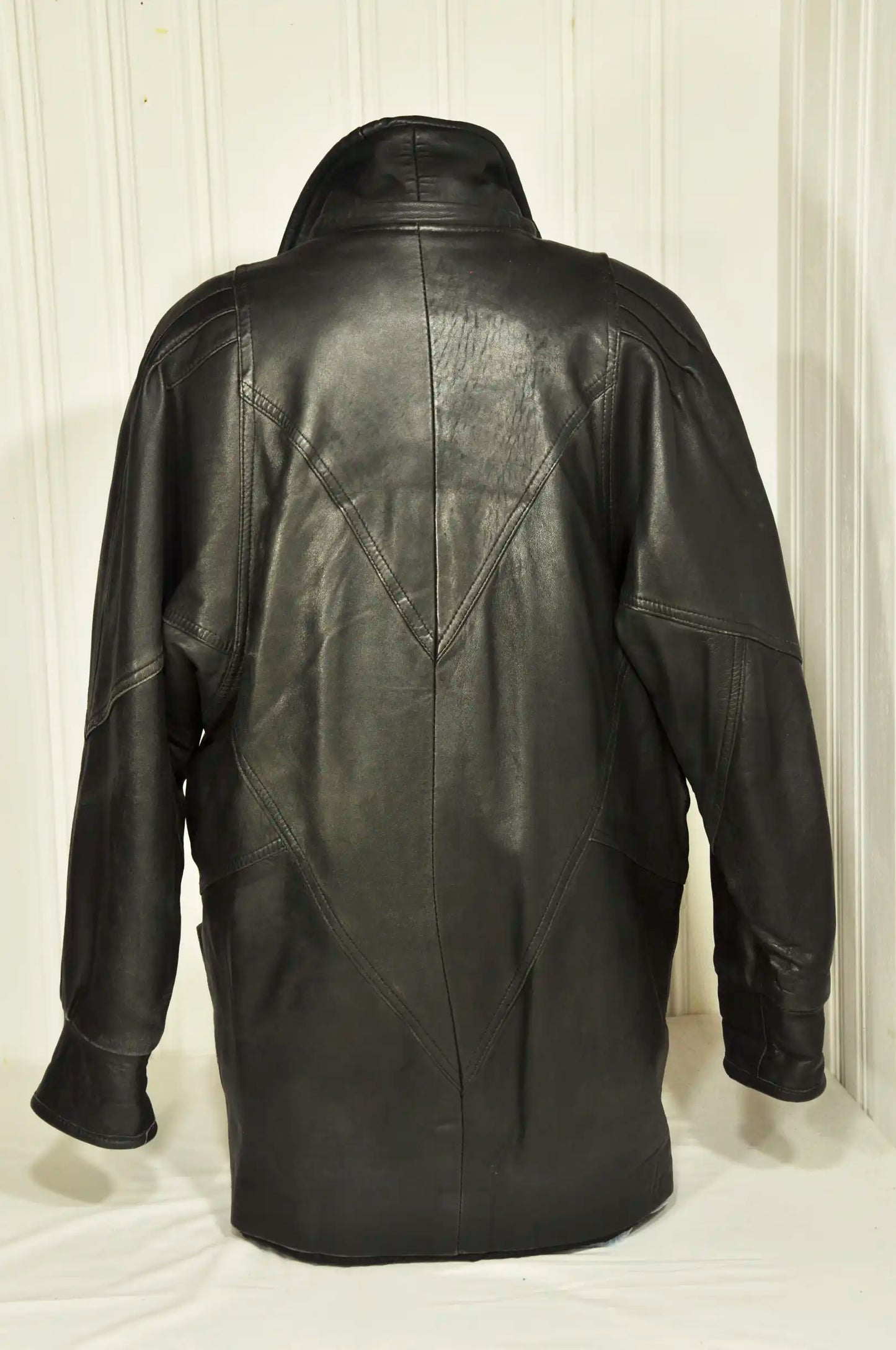 Manteau vintage en cuir noir – Taille M