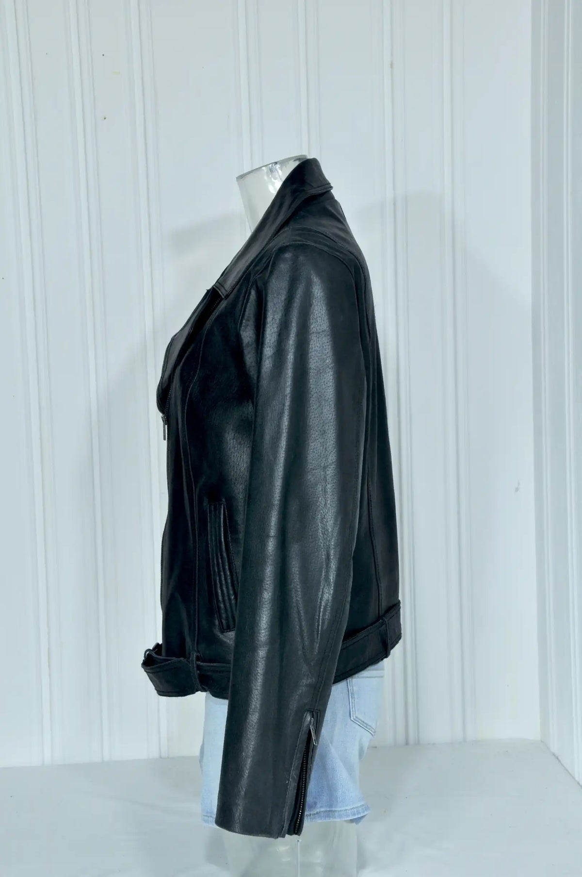 Perfecto en cuir noir Leathertex – Taille L / 42