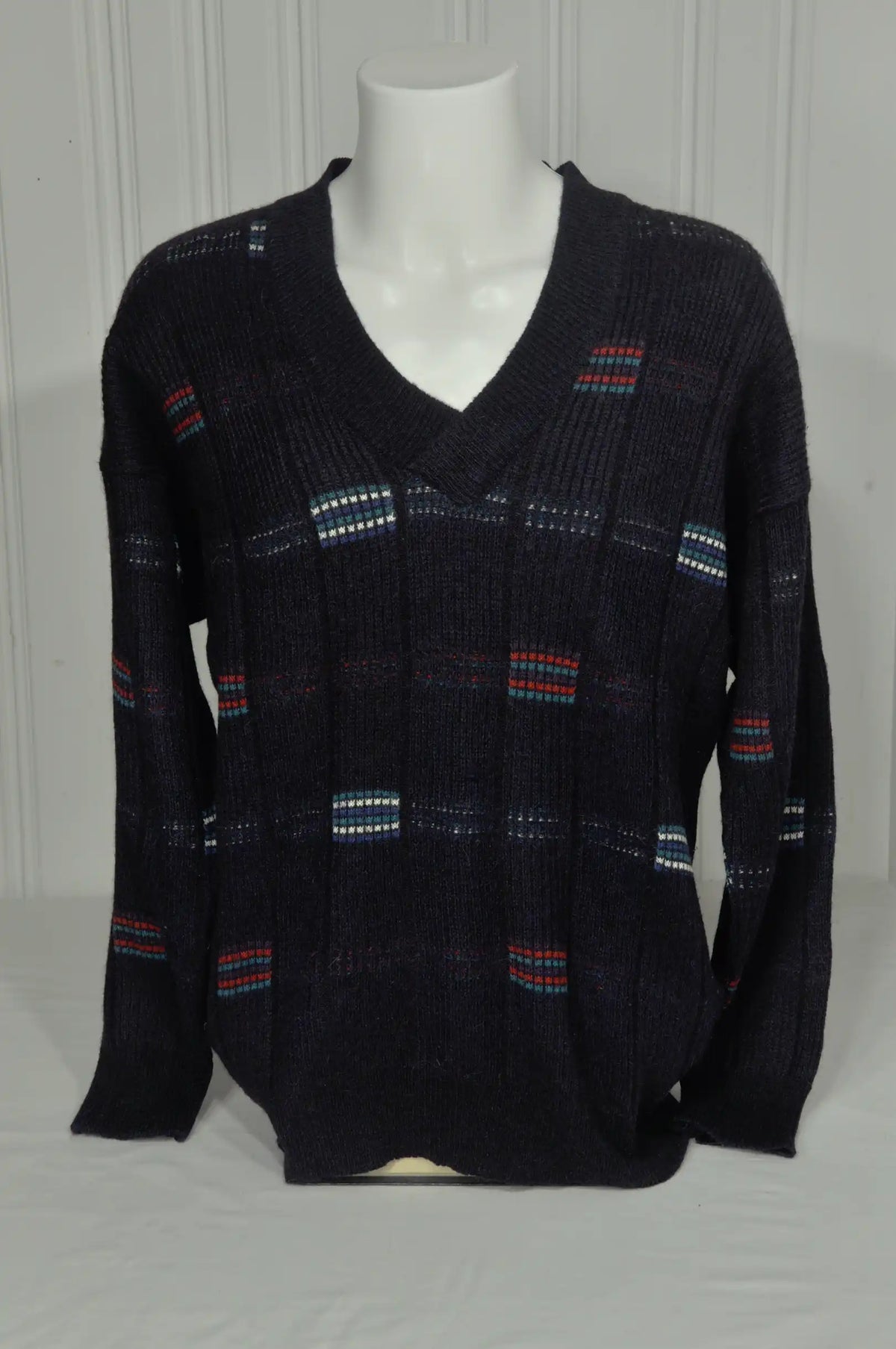 Pull vintage laine & alpaga bleu marine – Taille M