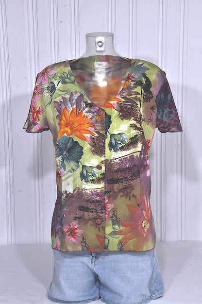 Chemisier GUY DUBOIS vintage fleuri – Taille L