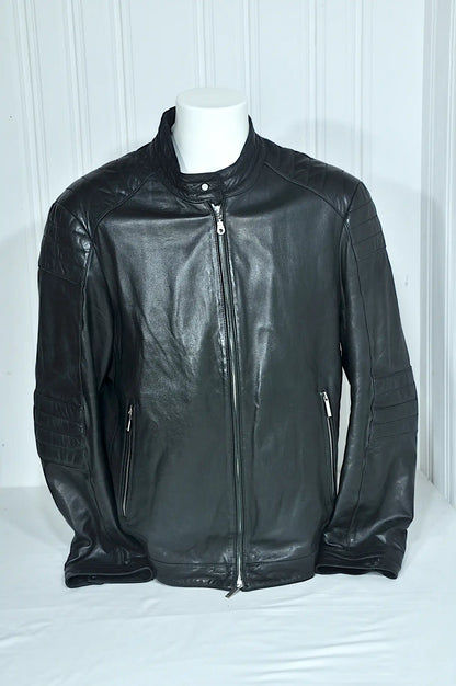 Blouson BOSS "Mercedes-AMG Petronas" en cuir d’agneau noir – Taille XL