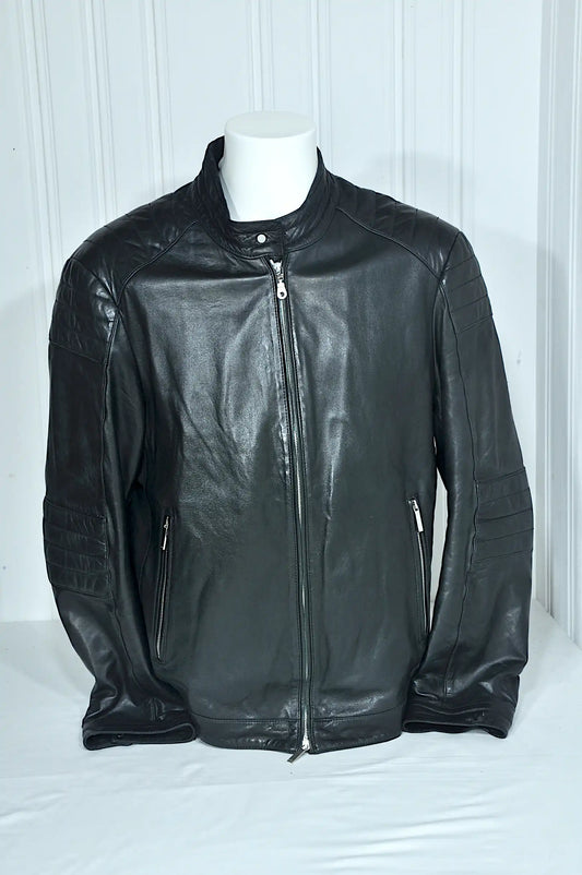 Blouson BOSS "Mercedes-AMG Petronas" en cuir d’agneau noir – Taille XL