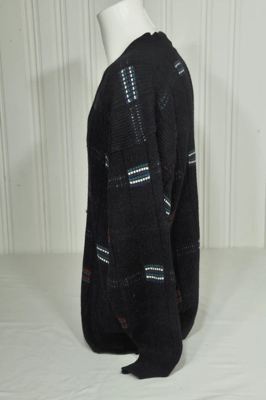 Pull vintage laine & alpaga bleu marine – Taille M