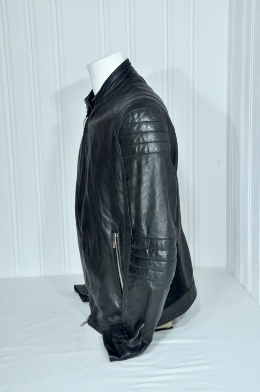 Blouson BOSS "Mercedes-AMG Petronas" en cuir d’agneau noir – Taille XL