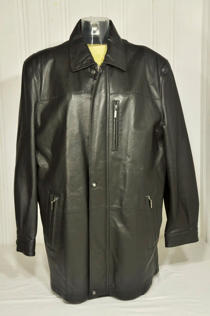 Veste longue en cuir noir – Taille 52