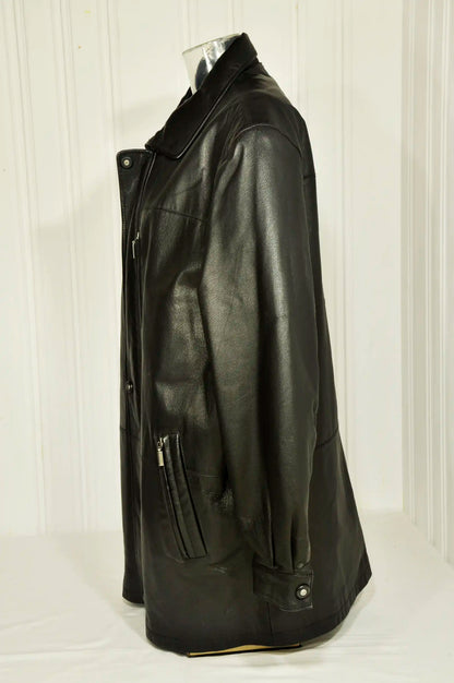 Veste longue en cuir noir – Taille 52
