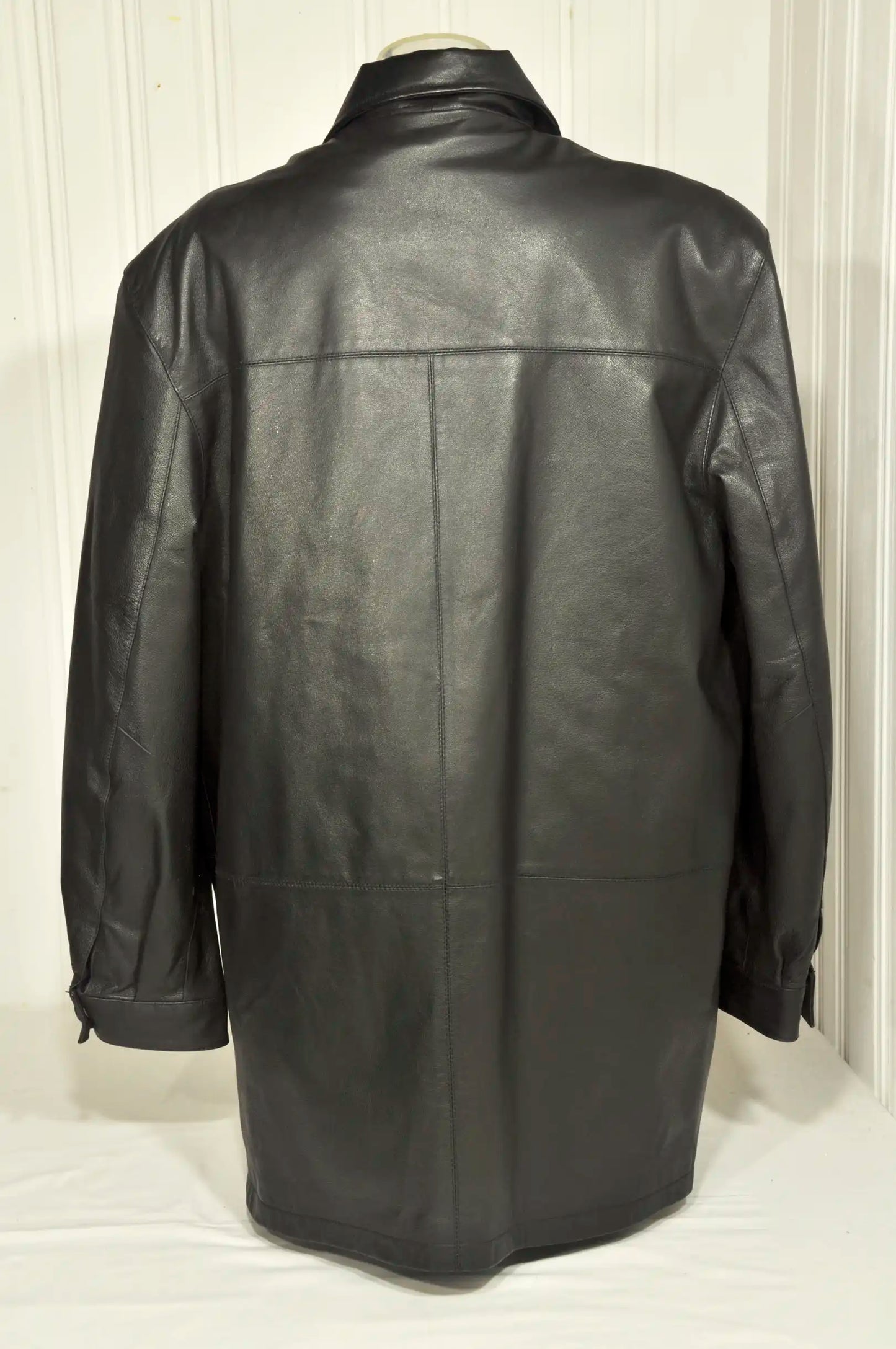 Veste longue en cuir noir – Taille 52