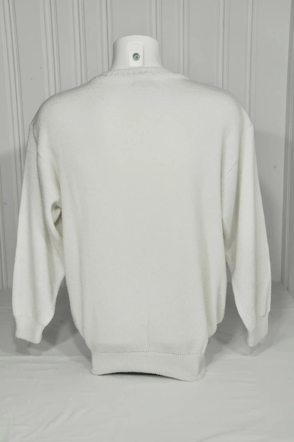 Pull vintage motifs géométriques écru – Taille XL