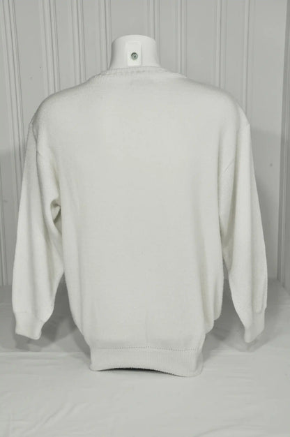 Pull vintage motifs géométriques écru – Taille XL