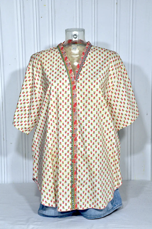Tunique vintage fleurie en coton – Taille 46/48