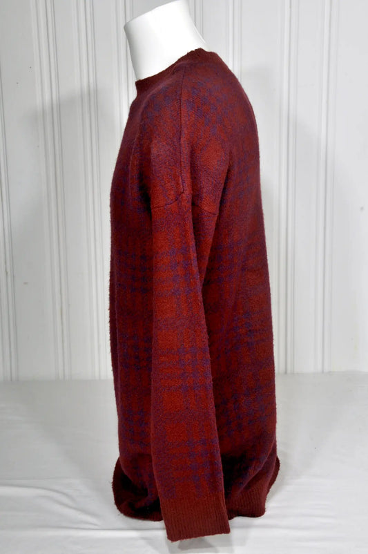 Pull vintage à carreaux bordeaux – Taille M