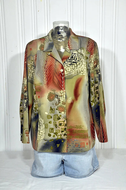 Chemisier GÉVANA FRANCE vintage imprimé – Taille 42/L