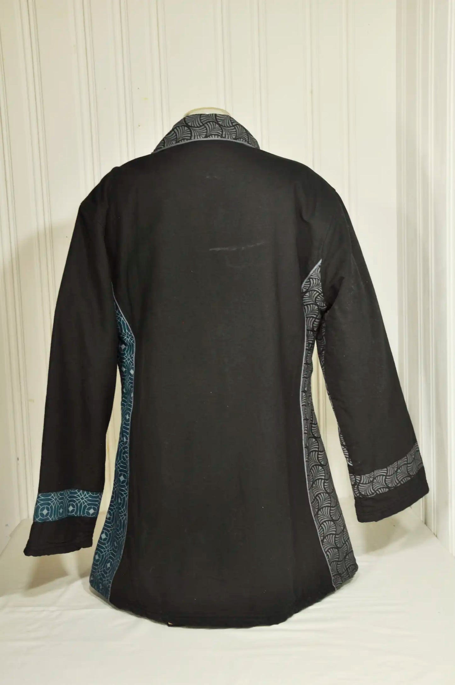Manteau femme vintage en coton noir – XXXL