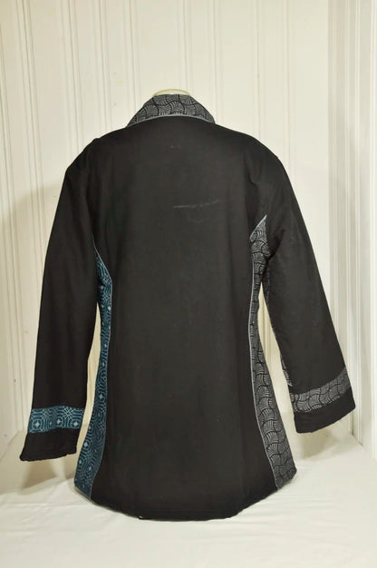 Manteau femme vintage en coton noir – XXXL