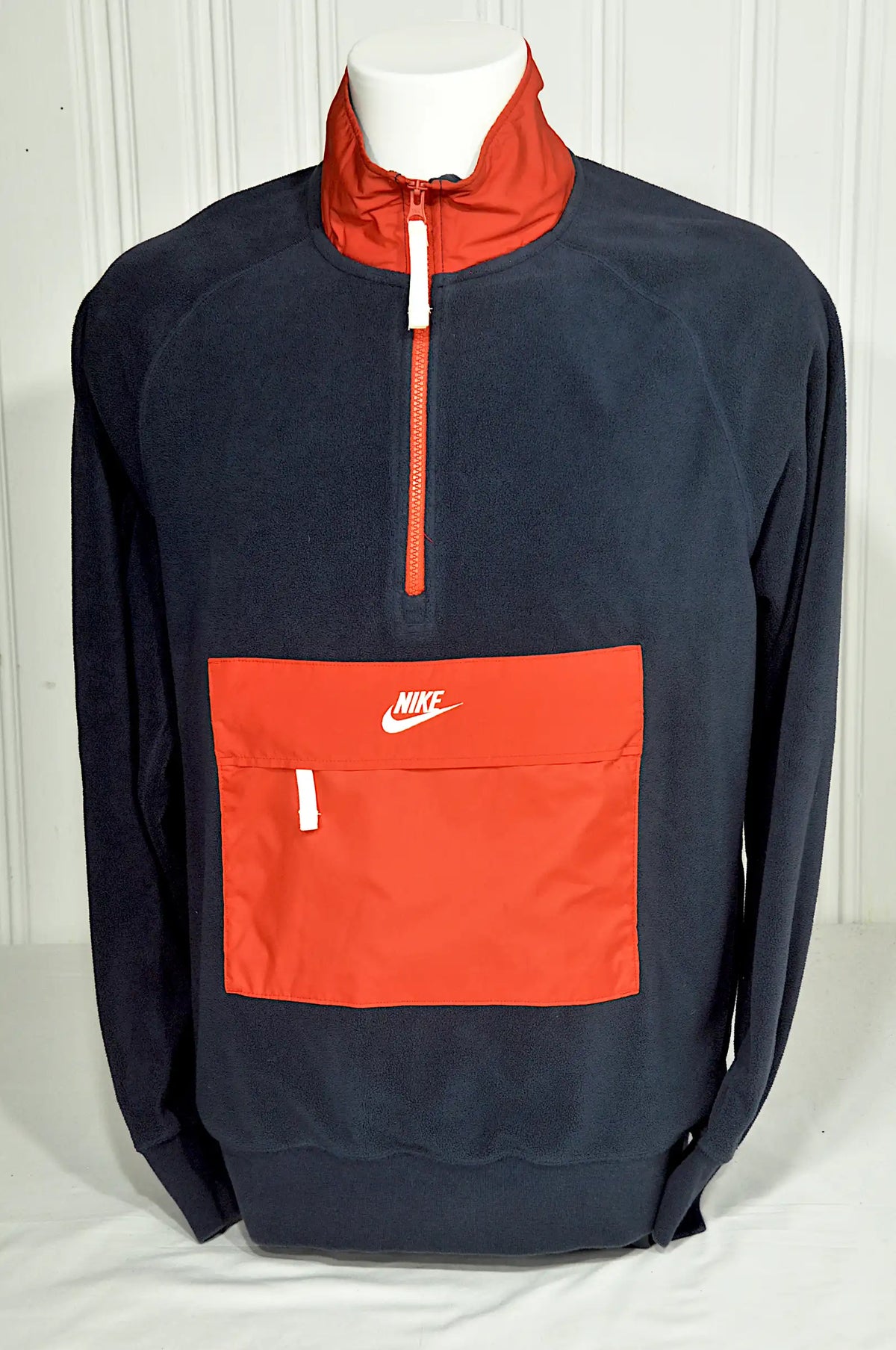 Polaire Nike vintage bleu marine et rouge – Taille L