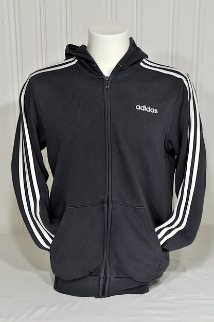 Sweat zippé à capuche Adidas 3 bandes noir – Taille M