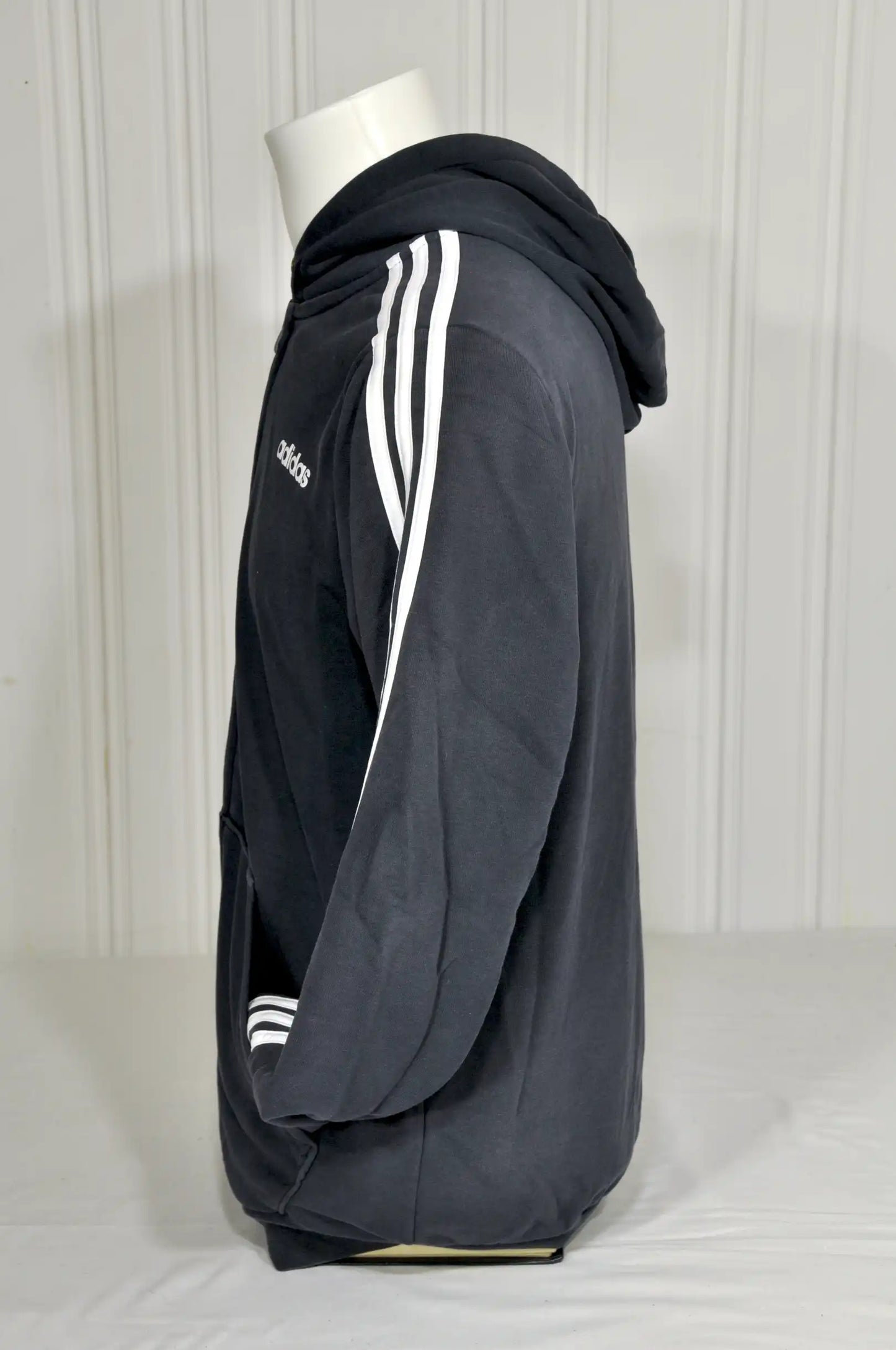 Sweat zippé à capuche Adidas 3 bandes noir – Taille M