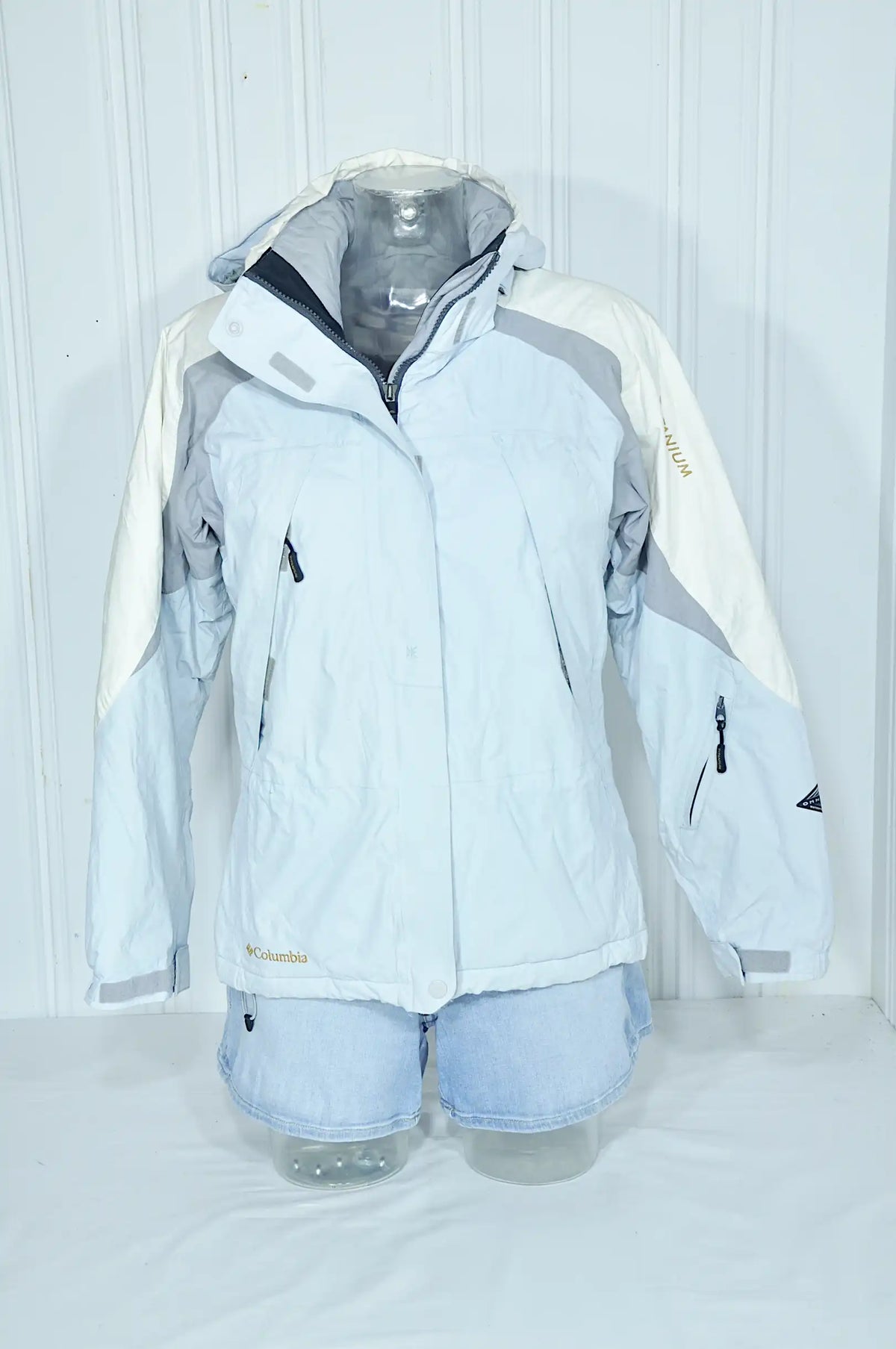 Veste de ski femme Columbia Titanium bleu glacier et blanc – Taille S