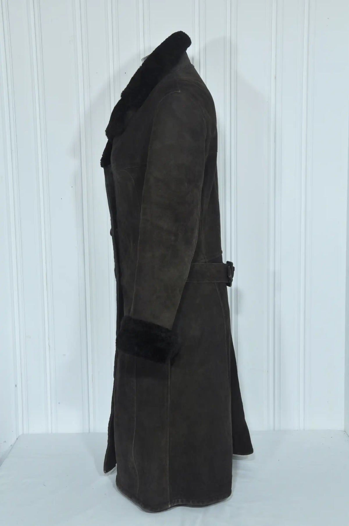 Manteau vintage femme en daim marron – Taille S