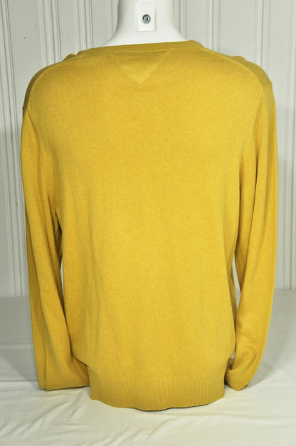 Pull Tommy Hilfiger homme jaune moutarde – Coton & cachemire – XXL