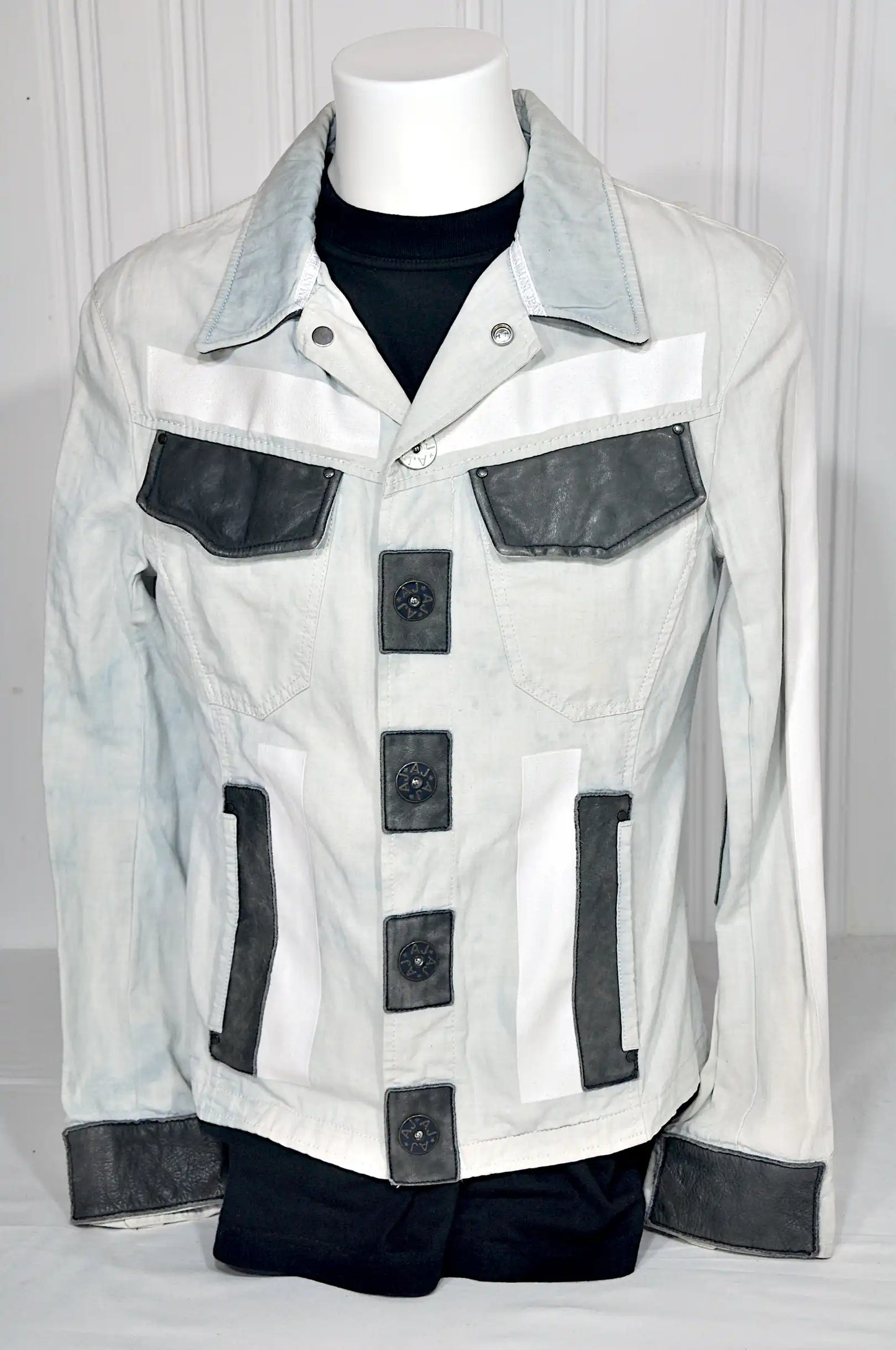 Veste Armani Jeans en jean fin et cuir – Taille M (38)
