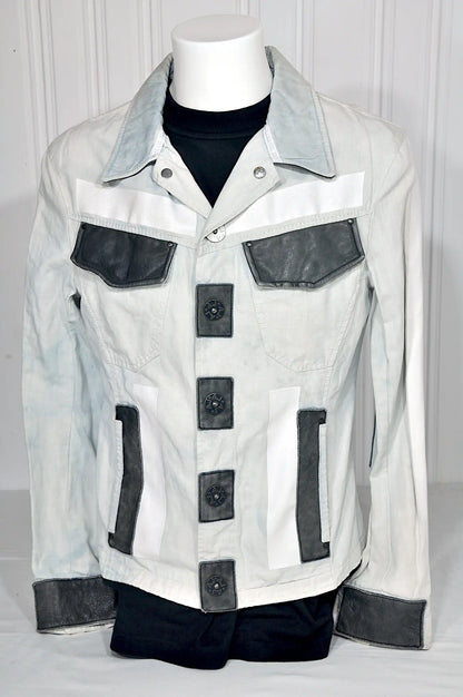 Veste Armani Jeans en jean fin et cuir – Taille M (38)