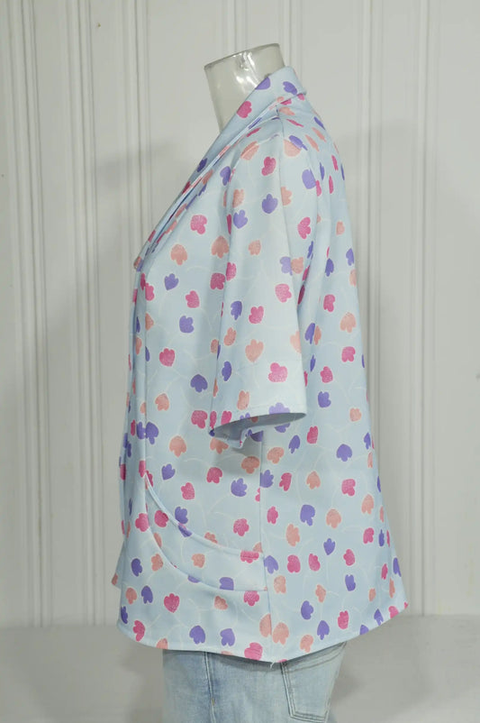 Veste vintage fleurie bleu ciel – Taille M