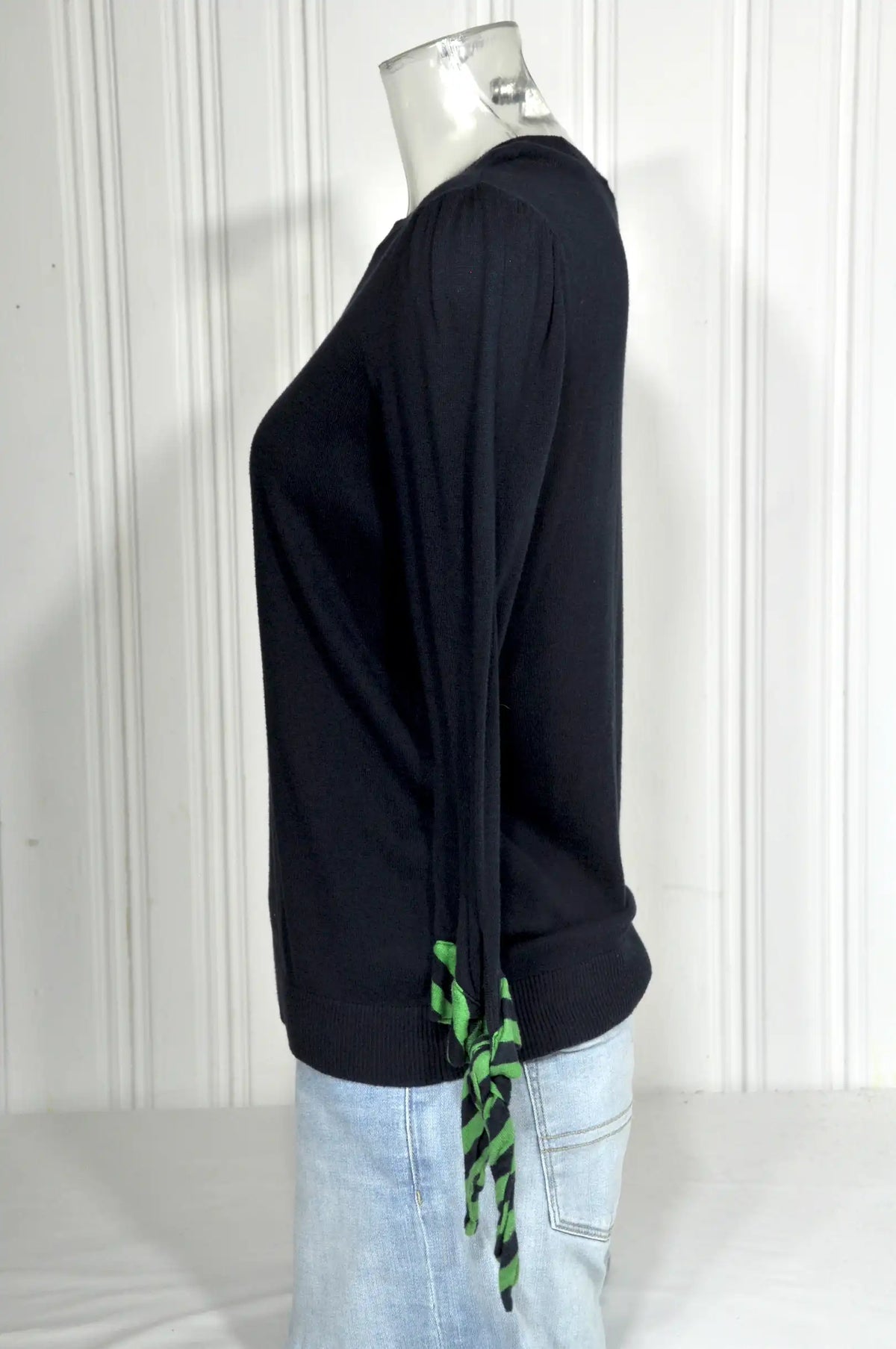 Pull Ralph Lauren femme noir à poignets noués – Taille M