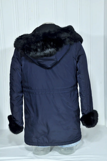 Parka femme SANDRO bleu marine à capuche – Taille 1 (S)