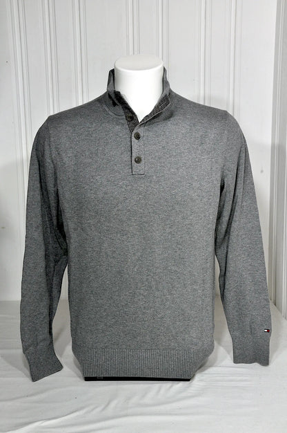 Pull Tommy Hilfiger gris à coudières – Taille M