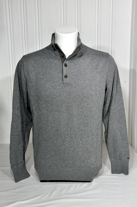 Pull Tommy Hilfiger gris à coudières – Taille M