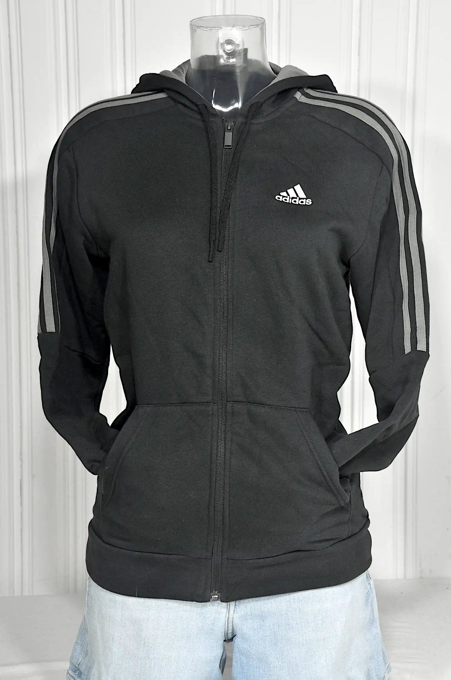 Sweat à capuche zippé Adidas noir – Taille XS