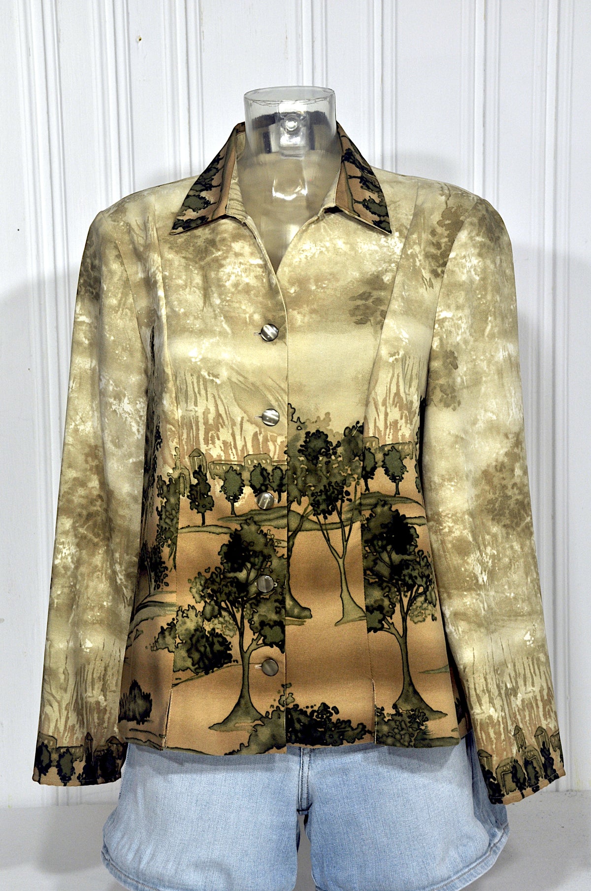 Veste vintage IMPULSION imprimé paysage – Taille 44