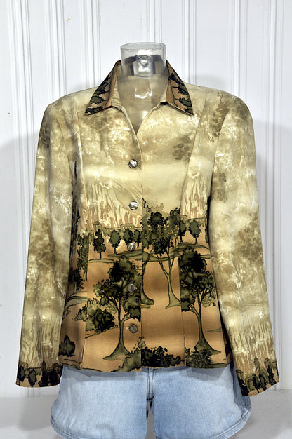 Veste vintage IMPULSION imprimé paysage – Taille 44