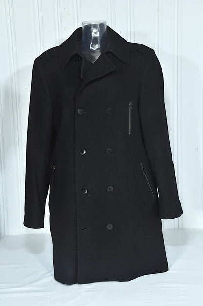 Manteau Azzaro 100% laine bleu foncé – Taille 52