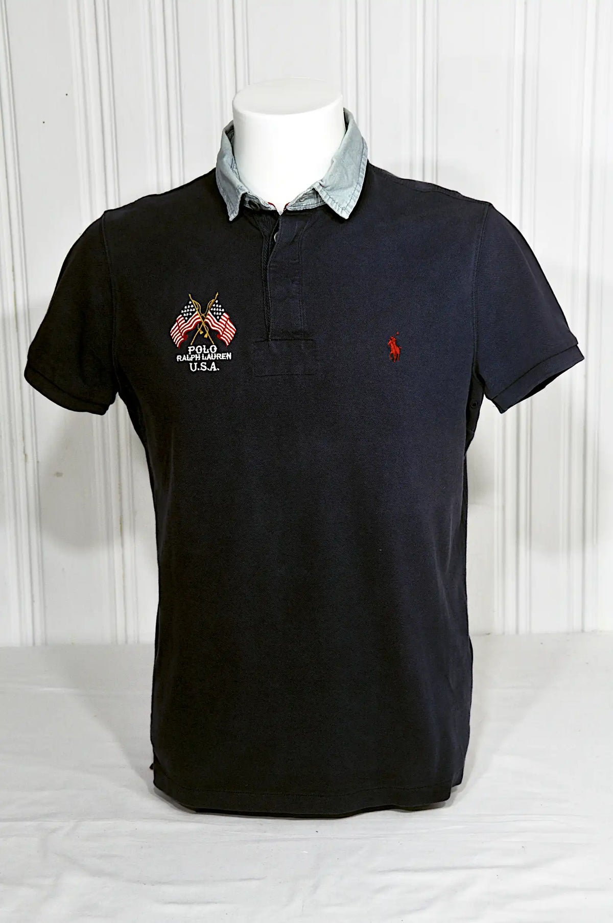 Polo Ralph Lauren U.S.A. Bleu Marine Col en Jean – Taille M