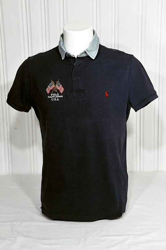 Polo Ralph Lauren U.S.A. Bleu Marine Col en Jean – Taille M