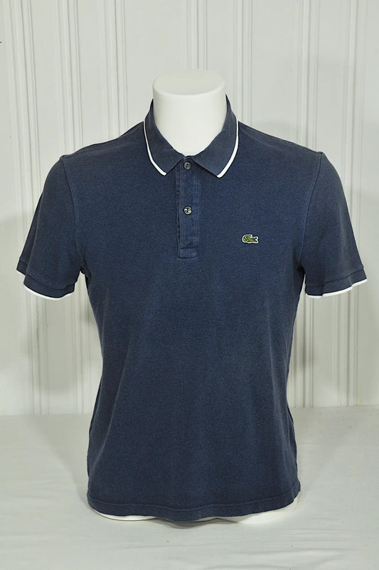 Polo Lacoste Homme Bleu Marine Liserés Blancs – Taille 4/M
