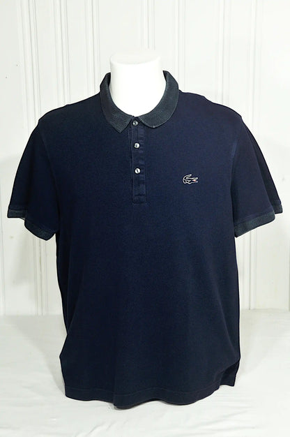 Polo Lacoste Homme Bleu Marine Col Contrastant – Taille 6/XL