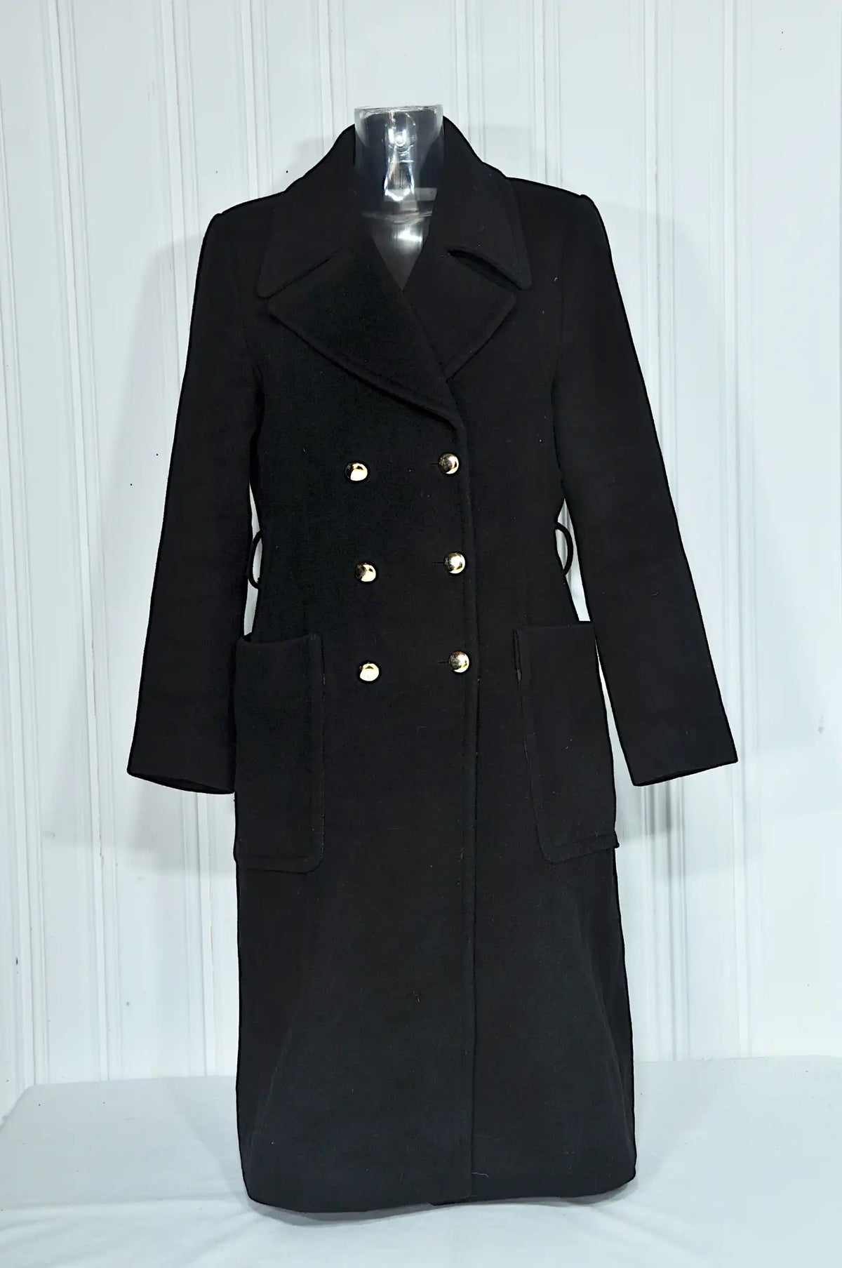Manteau long noir H&M en laine mélangée – Taille 40