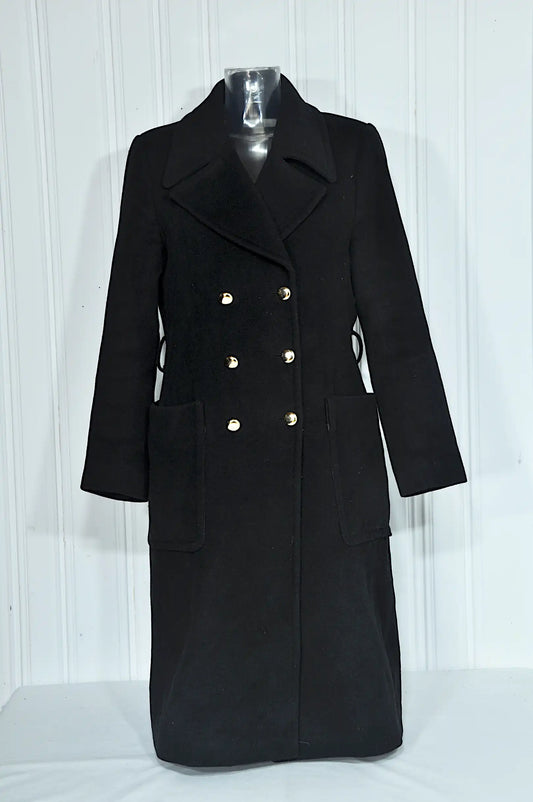 Manteau long noir H&M en laine mélangée – Taille 40