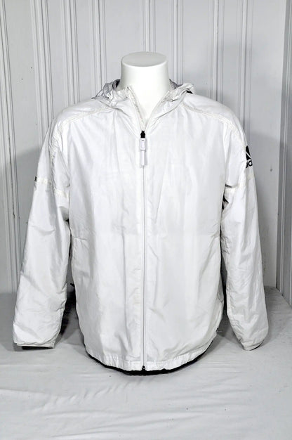 Veste Coupe-Vent Adidas Blanche à Capuche – Taille M