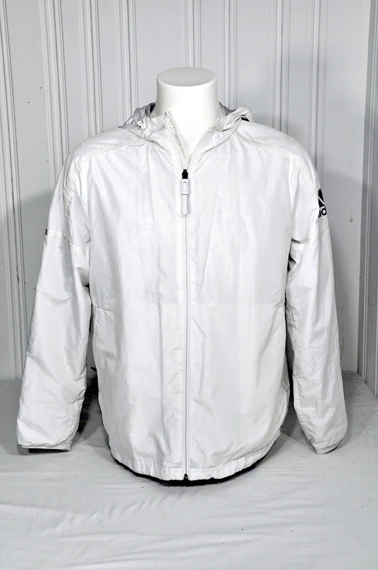 Veste Coupe-Vent Adidas Blanche à Capuche – Taille M