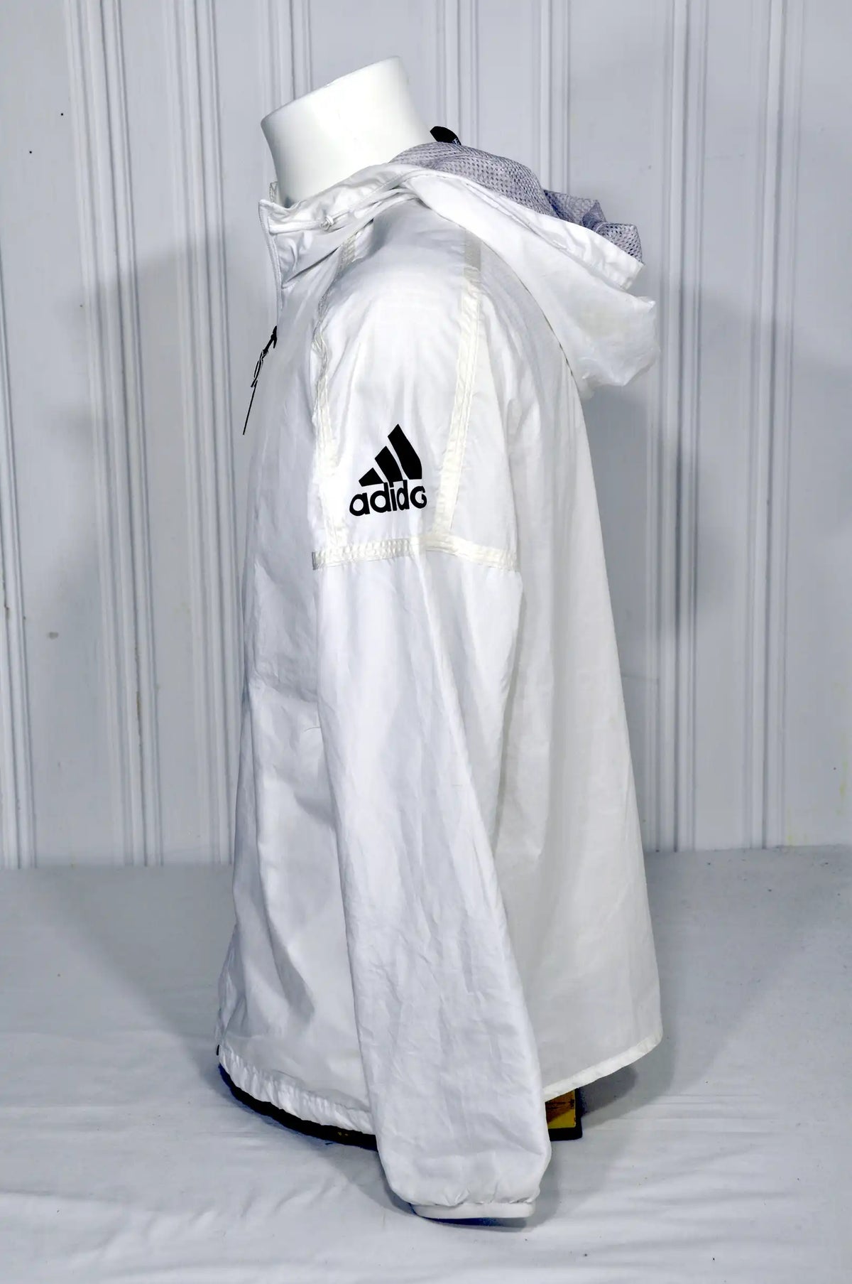 Veste Coupe-Vent Adidas Blanche à Capuche – Taille M