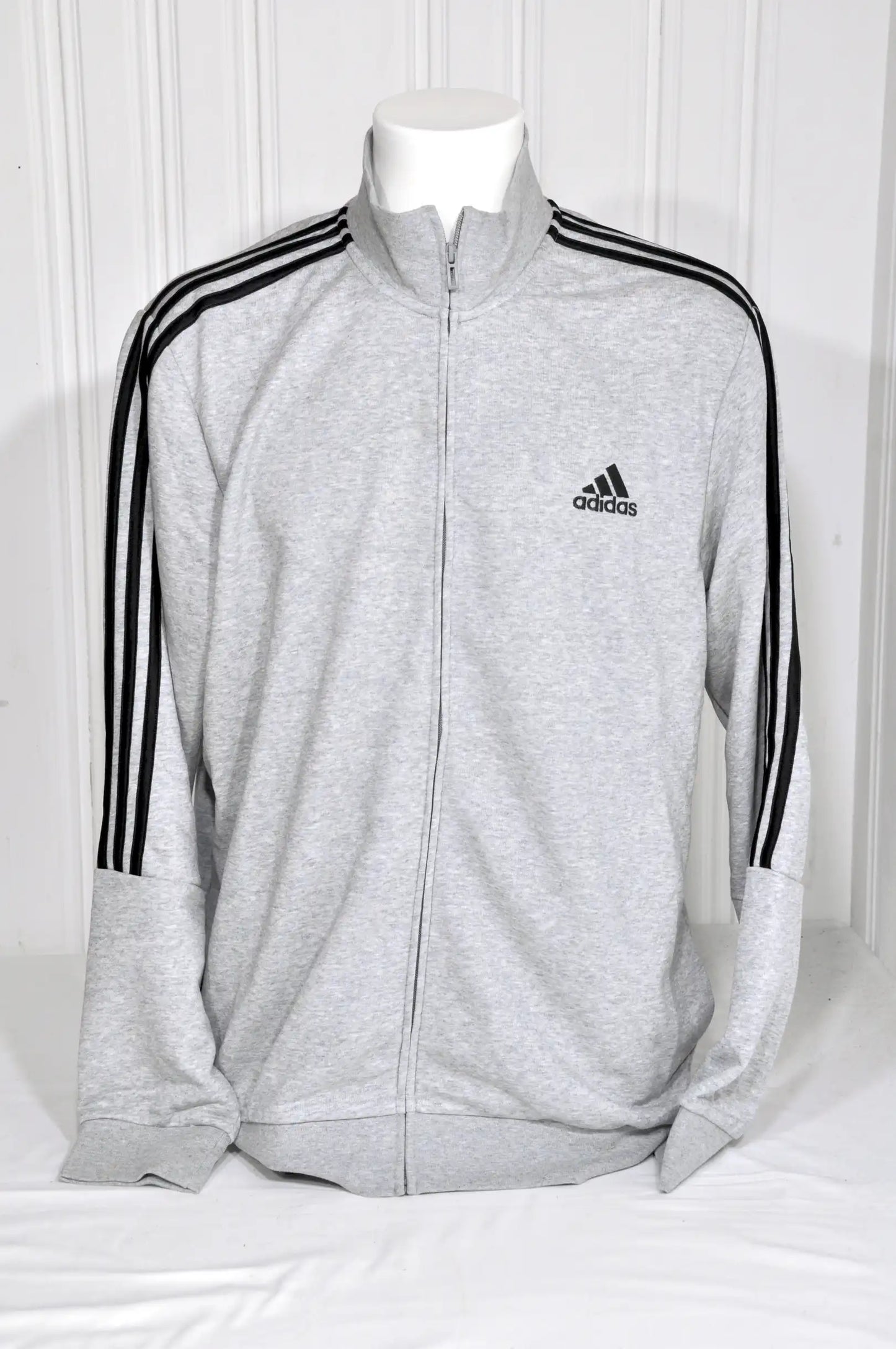 Veste zippée Adidas 3 bandes grise – Taille XL