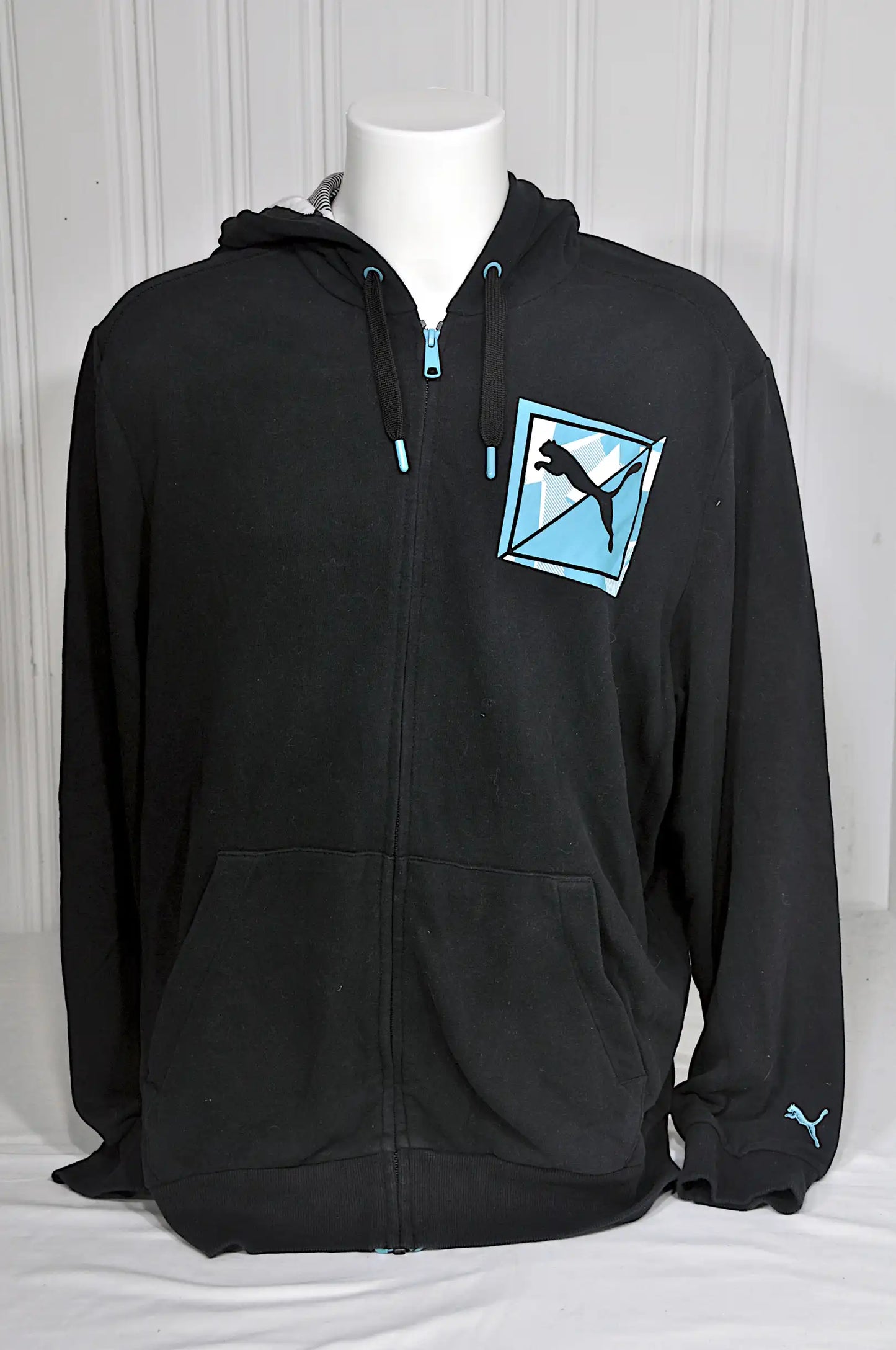 Sweat zippé à capuche Puma noir – Taille XXL