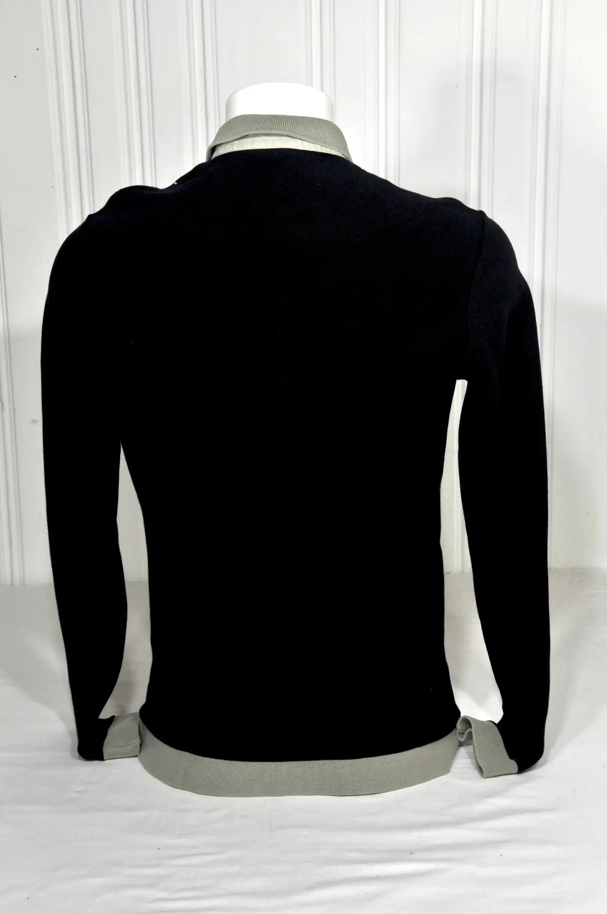 Polo Lacoste Vintage Manches Longues Noir & Gris – Taille S