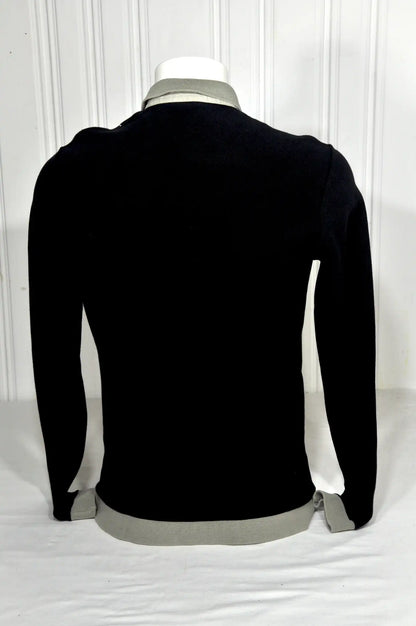 Polo Lacoste Vintage Manches Longues Noir & Gris – Taille S