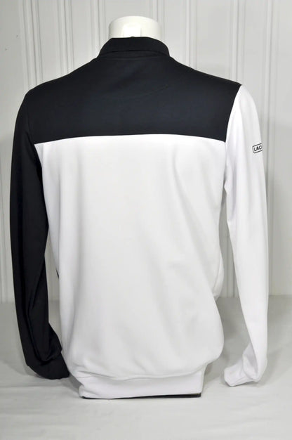 Polo Lacoste Manches Longues Color Block Noir Blanc Turquoise – Taille L