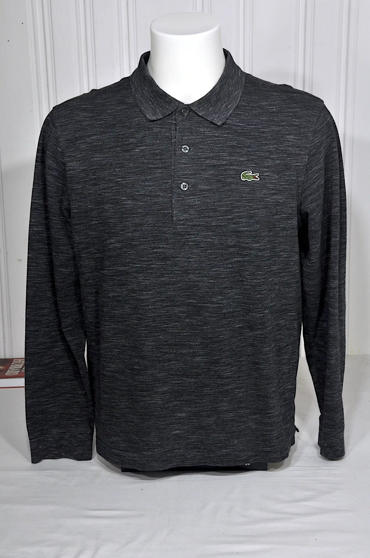 Polo Lacoste Manches Longues Gris Anthracite Chiné – Taille L